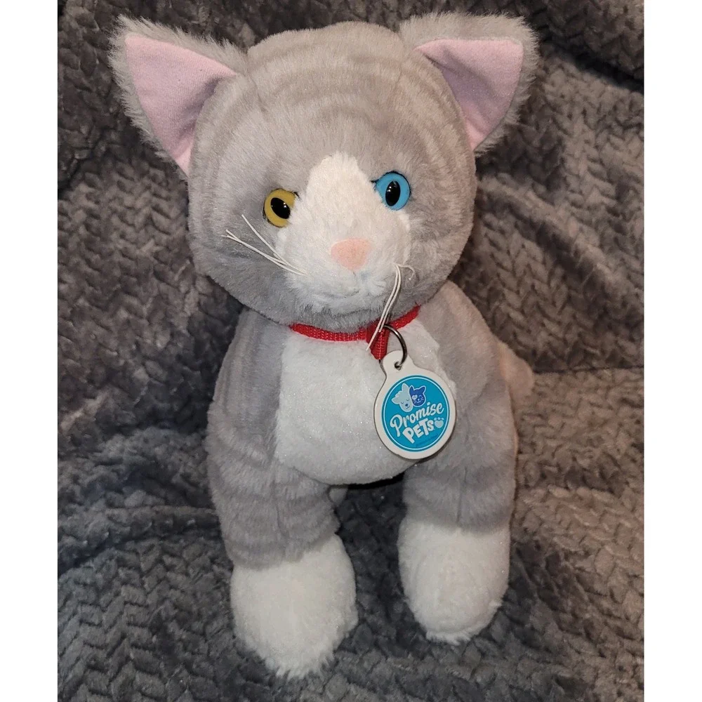 Build-A-Bear Promise Pets Grey Tabby Cat Blue Yellow Eyes Heterochromia‎ Plush
